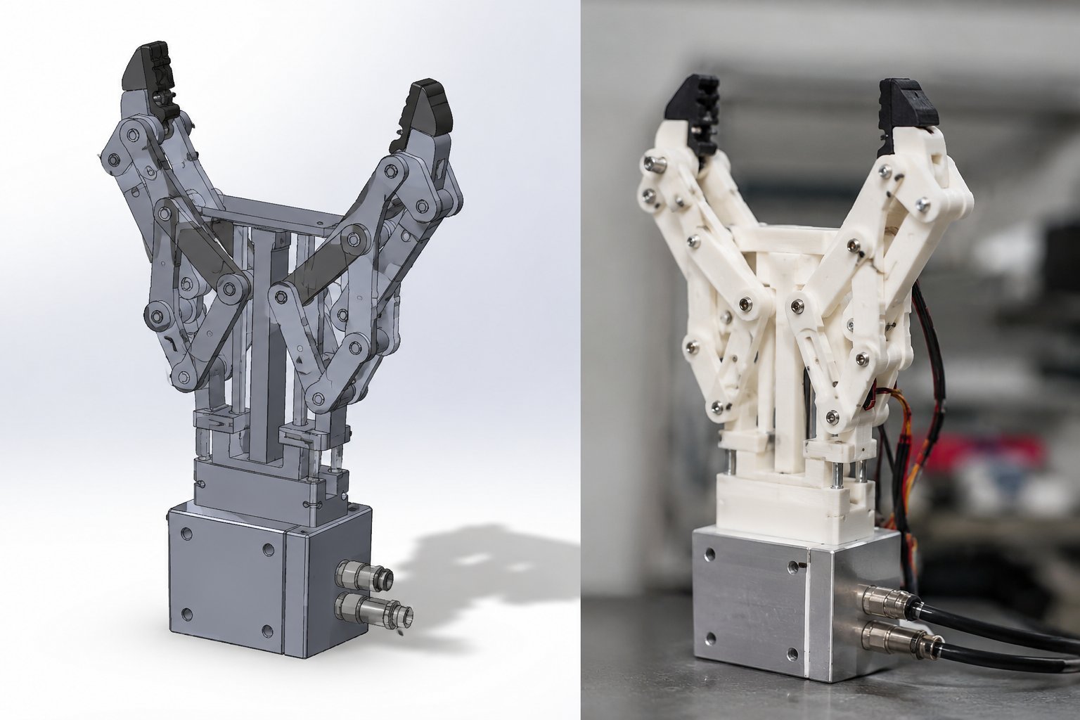 CAD model and 3D-printed gripper