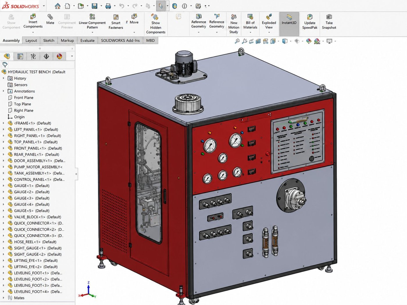 Hydraulic engine test bench CAD